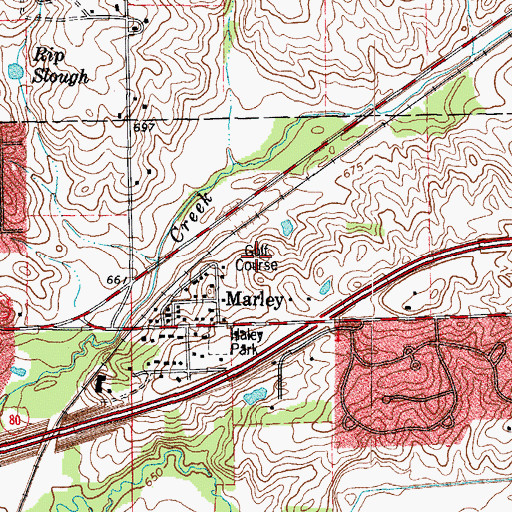Topographic Map of Willow Run Golf Course, IL