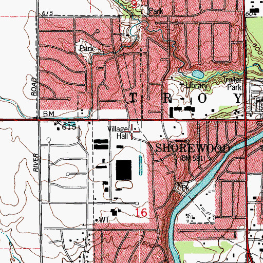 Topographic Map of Shorewood Village Hall, IL