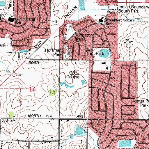 Topographic Map of Hickory Creek Golf Course, IL