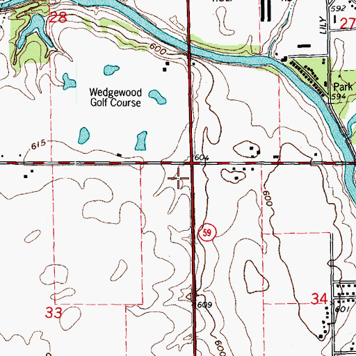 Topographic Map of Wedgewood Corners Shopping Center, IL