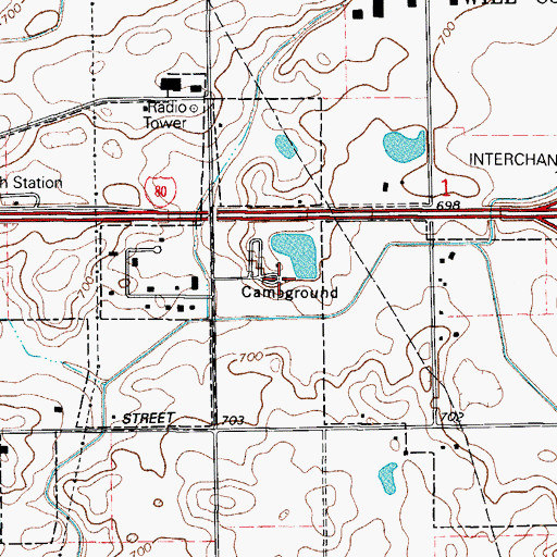 Topographic Map of Windy City Beach Camp Resort, IL