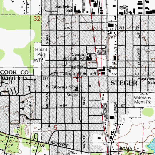 Topographic Map of First Congregational Church, IL