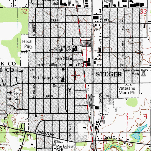 Topographic Map of Immanuel Lutheran Church, IL