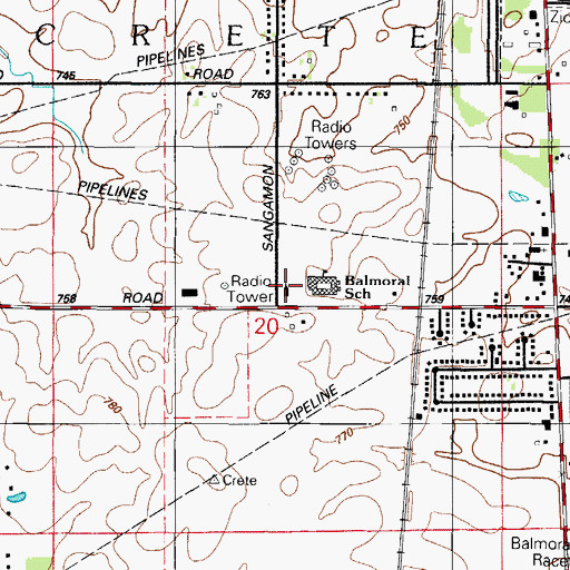 Topographic Map of First Baptist Church of Crete, IL
