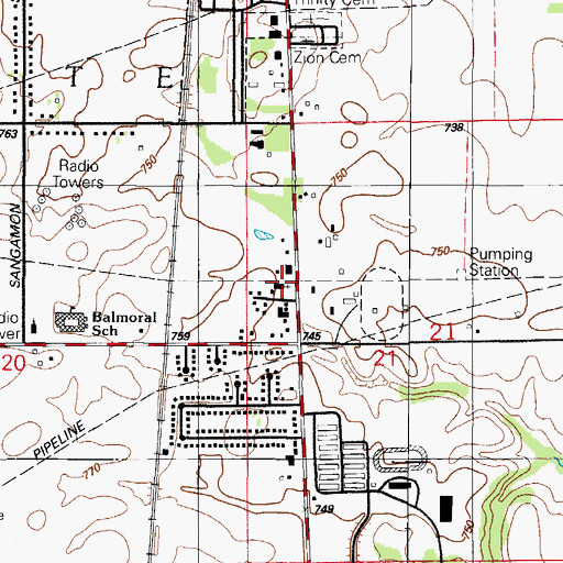 Topographic Map of Temple of Grace Church of God, IL