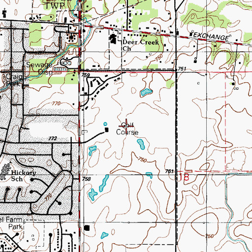 Topographic Map of Deer Creek Golf Course, IL