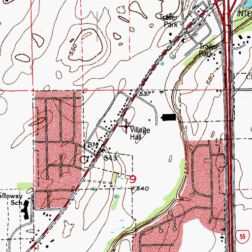 Topographic Map of Channahon Village Hall, IL