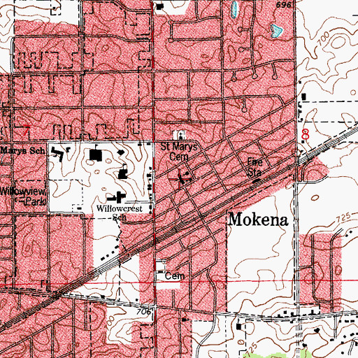 Topographic Map of Saint John's United Church, IL