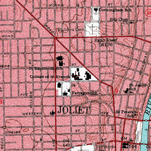Topographic Map of Harold and Margaret Moser Performing Arts Center, IL