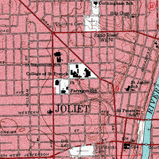 Topographic Map of Marian Hall, IL