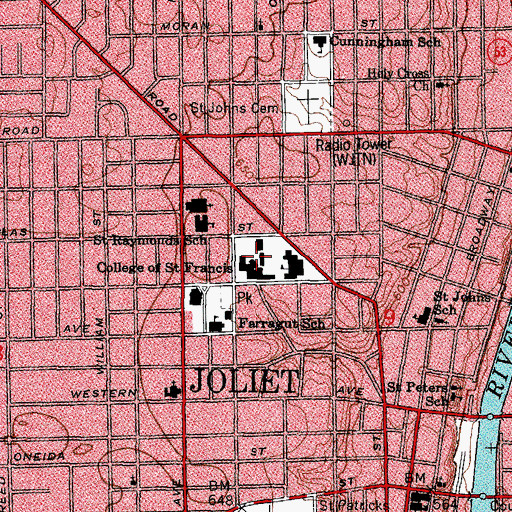 Topographic Map of Saint Albert Hall, IL
