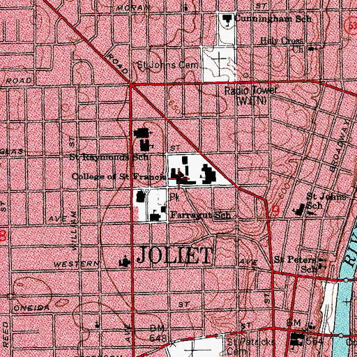 Topographic Map of Tower Hall, IL