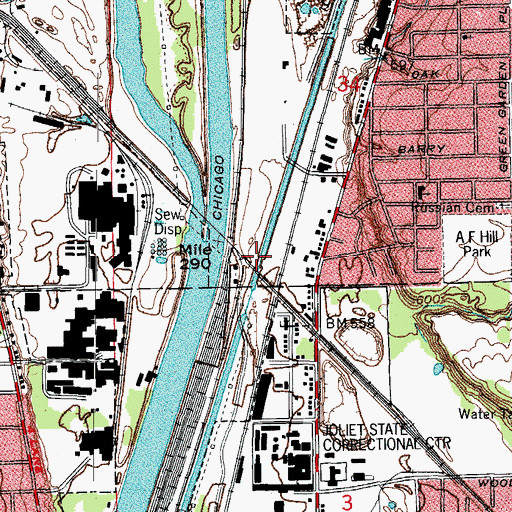 Topographic Map of Lock Number 3, IL