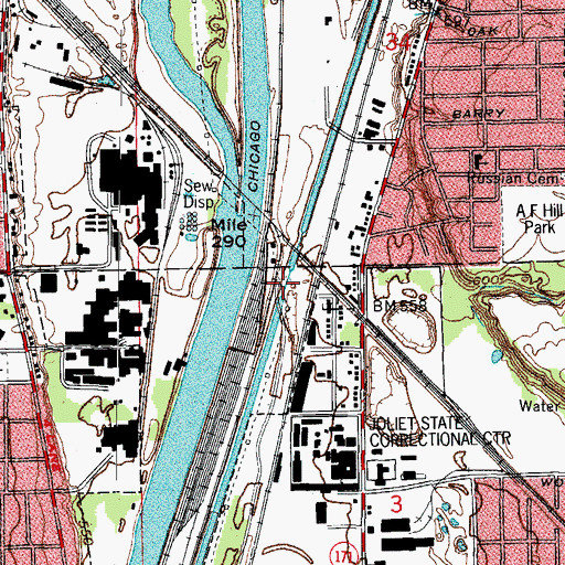 Topographic Map of Lock Number 4, IL