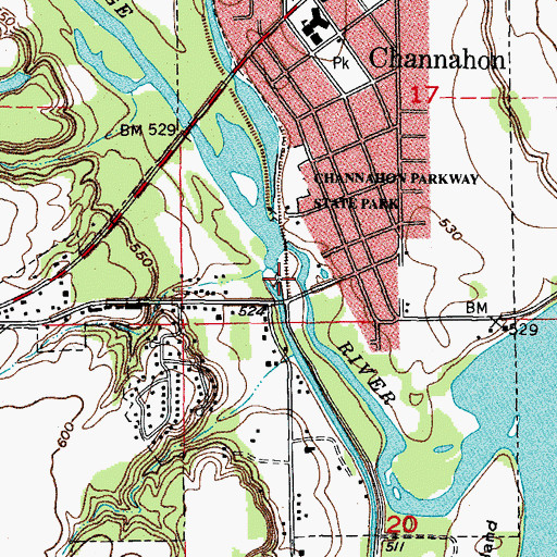 Topographic Map of Lock Number 7, IL