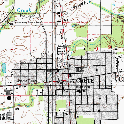 Topographic Map of Crete Park, IL