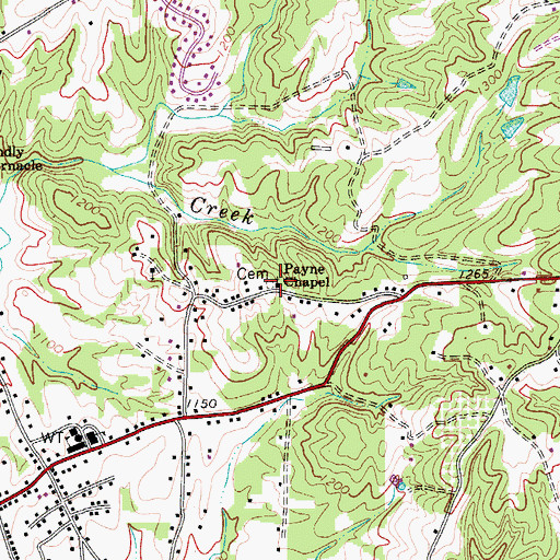 Topographic Map of Paynetown Community Cemetery, NC