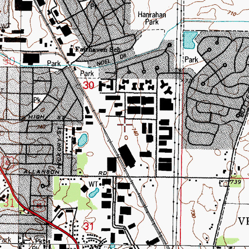 Topographic Map of Allanson Industrial Park, IL