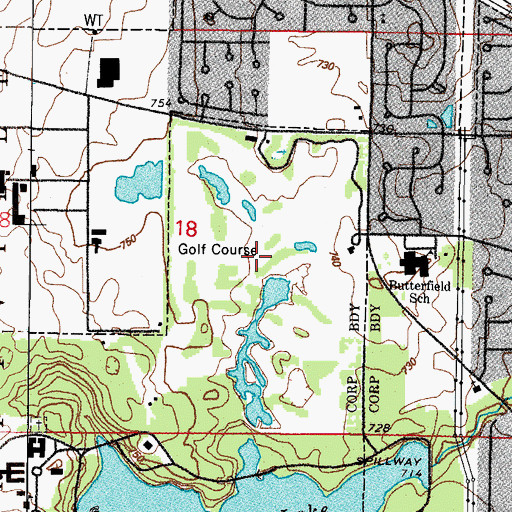 Topographic Map of Pine Meadows Golf Course, IL