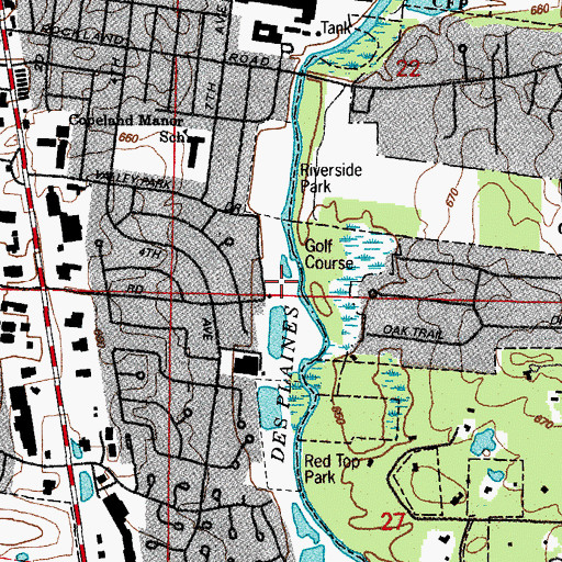 Topographic Map of Riverside Golf Course, IL