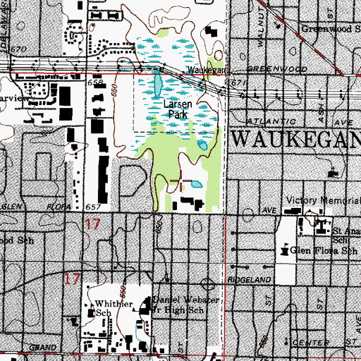 Topographic Map of Armory Park, IL