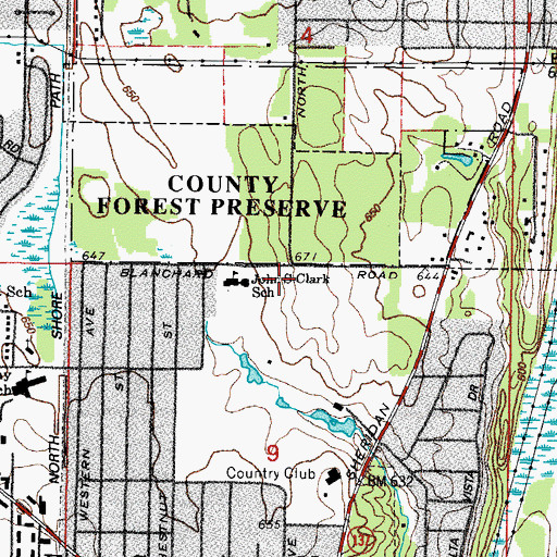 Topographic Map of Clark Park, IL