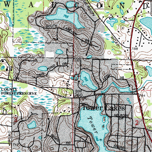 Topographic Map of Roses Park, IL