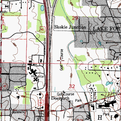 Topographic Map of Deerpath Golf Course, IL