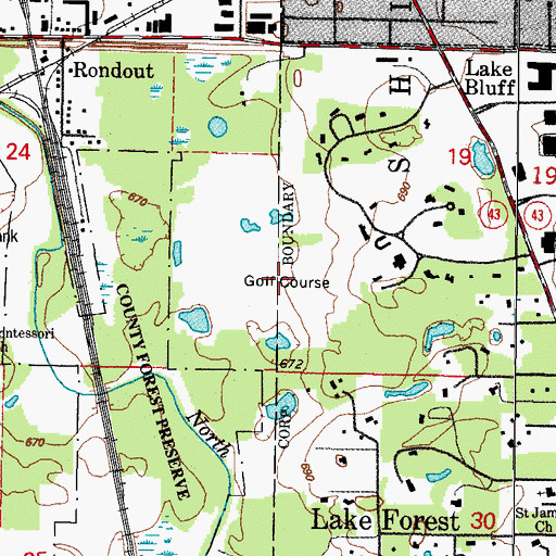 Topographic Map of Knollwood Club Golf Course, IL