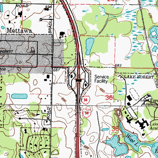 Topographic Map of Lake Forest Tollway Oasis, IL