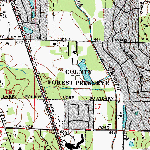 Topographic Map of Prairie Wolf Slough County Forest Preserve, IL