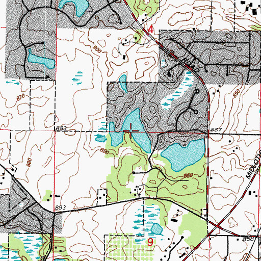 Topographic Map of Leo Lake, IL
