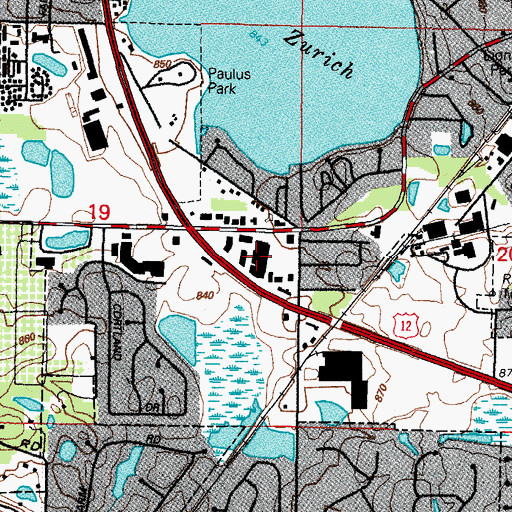 Topographic Map of Bank One Plaza Shopping Center, IL