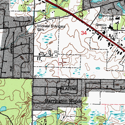 Topographic Map of Deer Park Office Center, IL