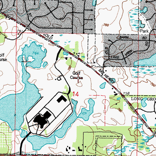 Topographic Map of Kemper Lakes Public Golf Course, IL