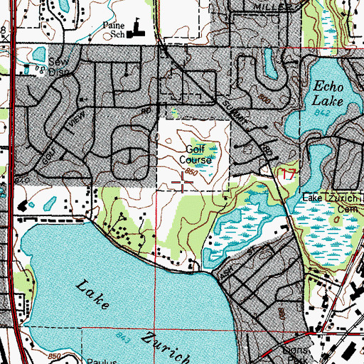 Topographic Map of Lake Zurich Golf Club, IL
