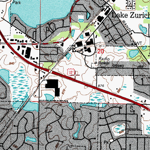 Topographic Map of Lake Zurich Retail Center Shopping Center, IL