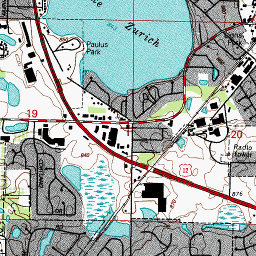 Topographic Map of Lake Zurich Shopping Center, IL