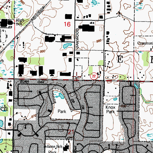 Topographic Map of Oakwood Commons Shopping Center, IL