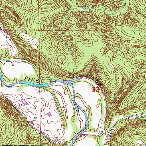 Topographic Map of Cabbage Head, MO