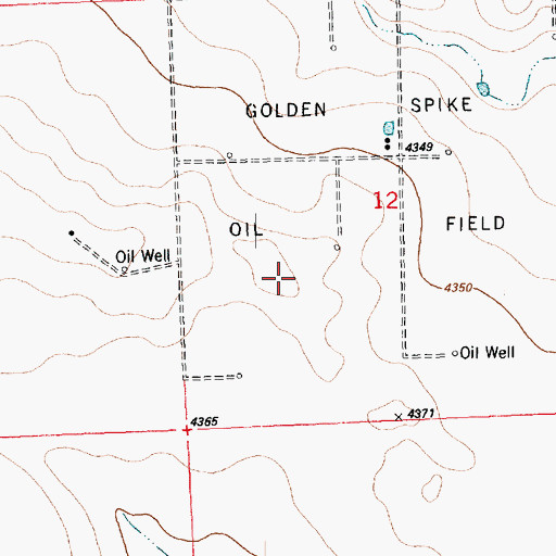 Topographic Map of Golden Spike Oil Field, CO