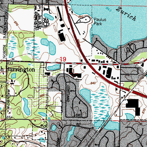 Topographic Map of Village Square Shopping Center, IL