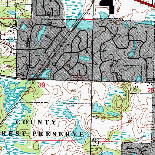 Topographic Map of Braemar Park, IL
