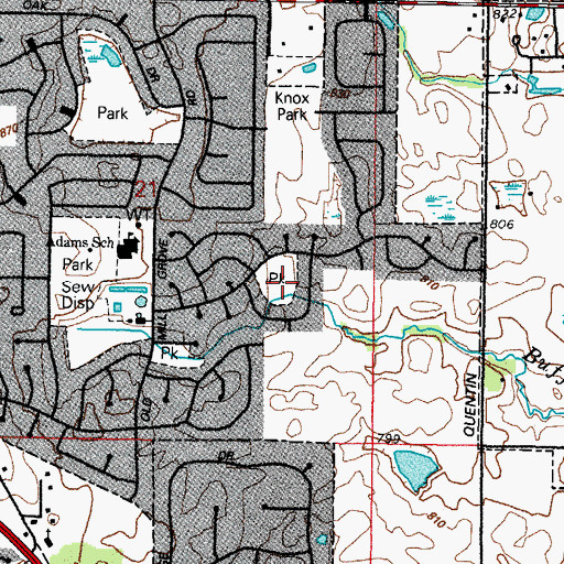 Topographic Map of Bristol Trails Park, IL