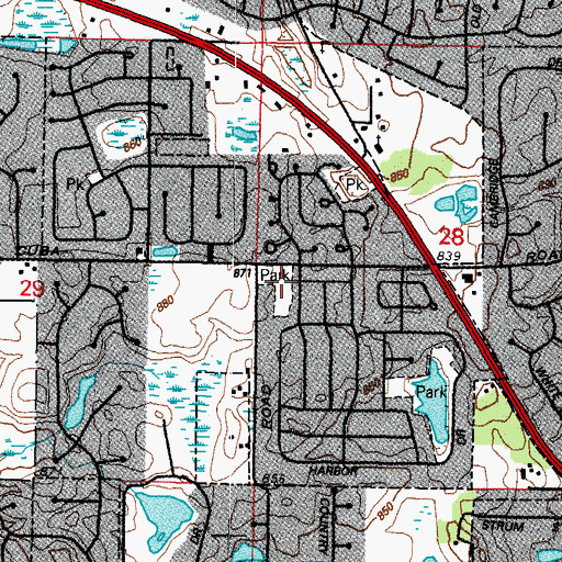 Topographic Map of Countryside West Soccer Park, IL