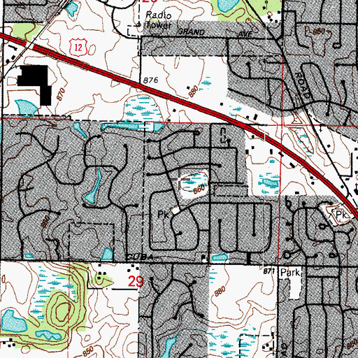 Topographic Map of Quail Run Park, IL
