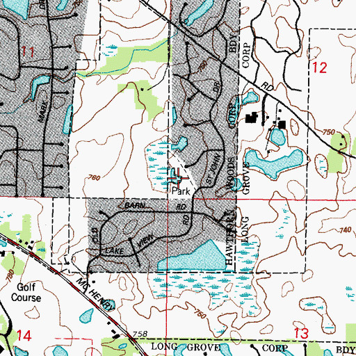 Topographic Map of Rambling Hills Park, IL