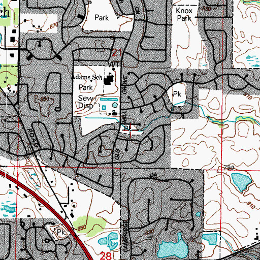 Topographic Map of Sandlewood Park, IL
