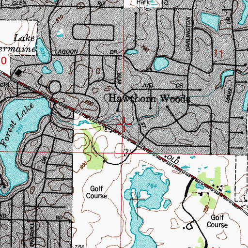 Topographic Map of Woodland Park, IL