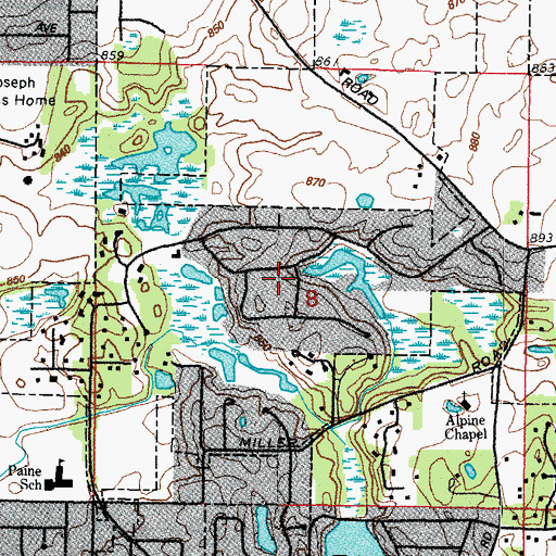 Topographic Map of Acorn Acres, IL